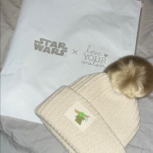 Star Wars Cream Knit Beanie with Brown Pom